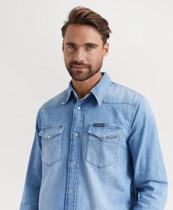 Calvin Klein Jeans Jeansskjorta Foundation Western Shirt Blå