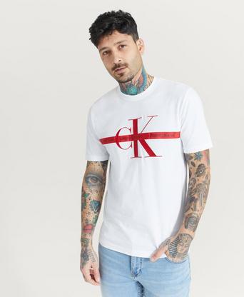 Calvin Klein T-Shirt Taping Through Monogram Reg Tee Vit